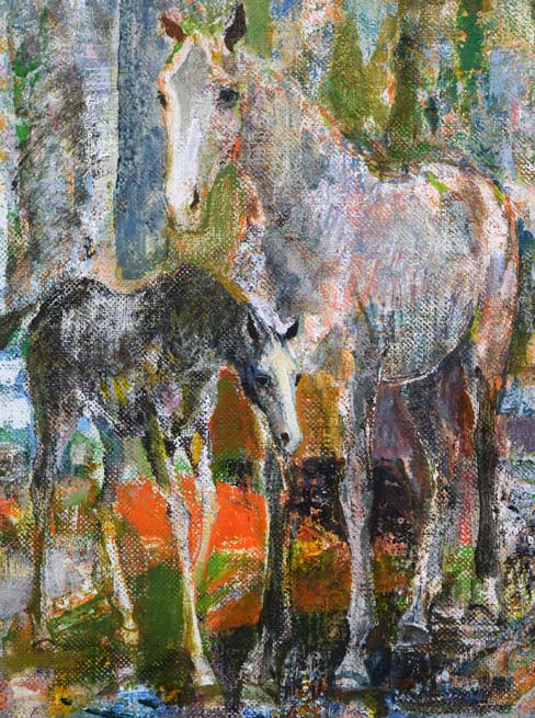 上橋薫「新緑雨後」油絵・F8号 拡大部分1