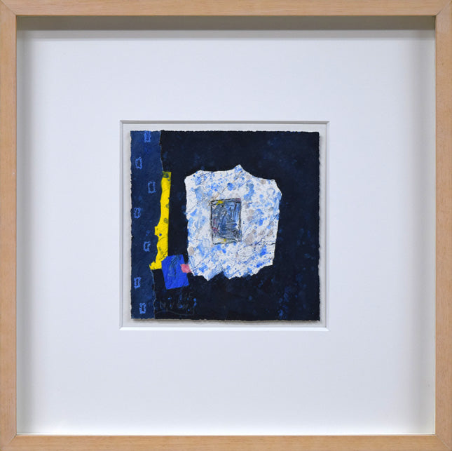 上野憲男「アブストラクト」水彩画にコラージュ