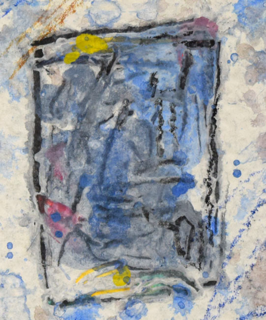 上野憲男「アブストラクト」水彩画にコラージュ 拡大画像2