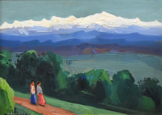 上野春香「ヒマラヤを望む」油絵・P8号 作品全体拡大画像