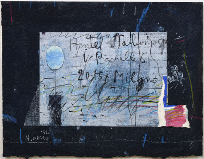 上野憲男「IN FLOOD 15」水彩画にコラージュ 作品全体拡大画像