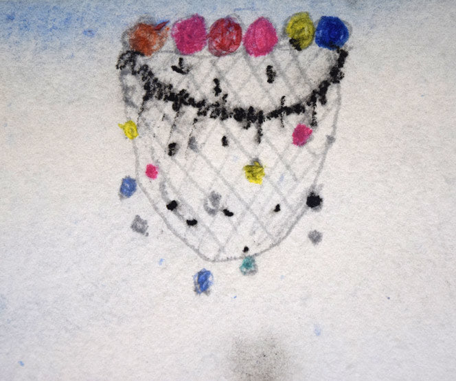 上野憲男「水原(韓国)にて-6」水彩画にコラージュ 拡大画像1