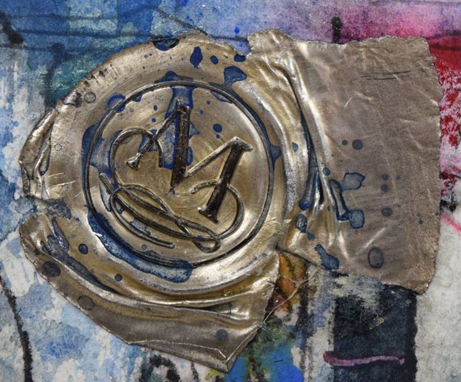 上野憲男「水原(韓国)にて-6」水彩画にコラージュ 拡大画像6