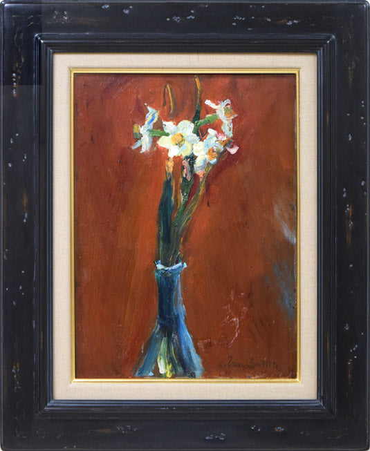 上野山清貢「花」油絵・F4号