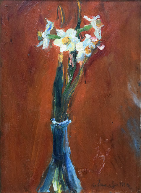 上野山清貢「花」油絵・F4号 作品全体拡大画像