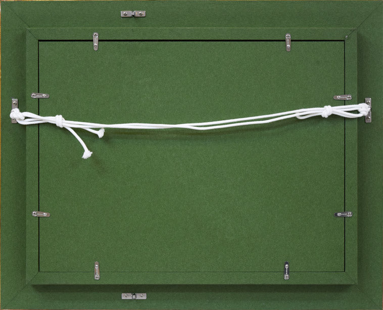 上野山 清貢「魚を写す」油絵・F4号 額縁裏側画像