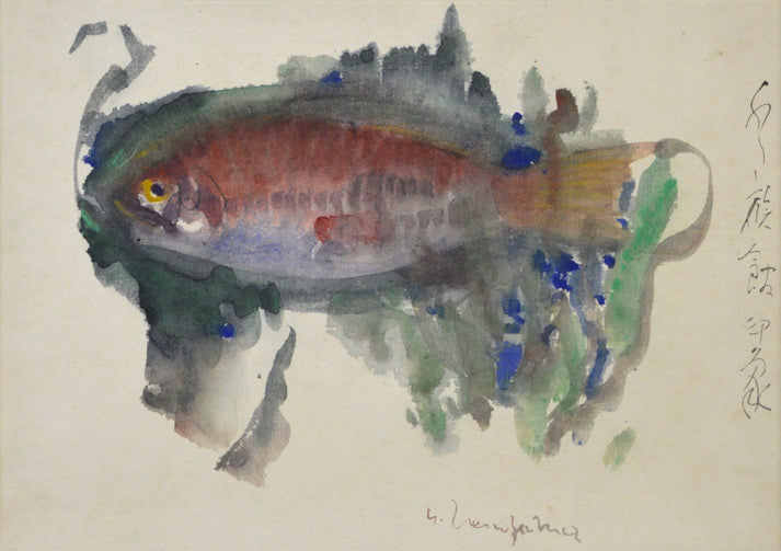 上野山 清貢「水族館印象」墨彩画 拡大部分