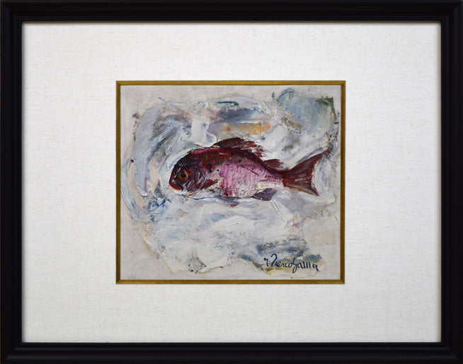 上野山清貢「鯛」油絵・色紙