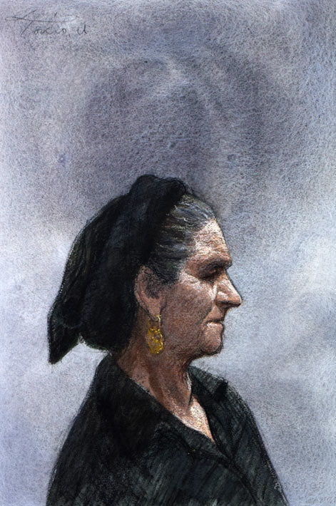 氏家時夫「ナザーレのおっかさん」パステル画 拡大部分1