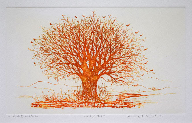 牛玖健治「丘の上M-2」銅版画 作品全体拡大画像