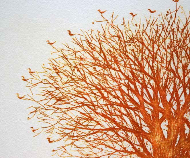 牛玖健治「丘の上M-2」銅版画 拡大画像1