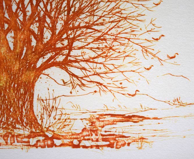 牛玖健治「丘の上M-2」銅版画 拡大画像4