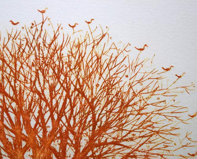 牛玖健治「丘の上M-2」銅版画 拡大画像2