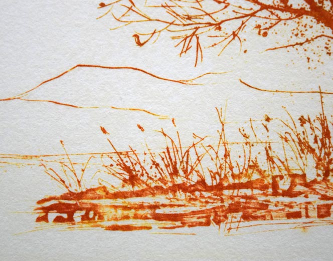 牛玖健治「丘の上M-2」銅版画 拡大画像3