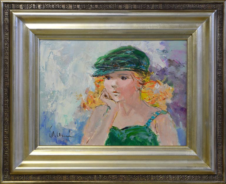 碓井正人「帽子の女」油絵・F4号