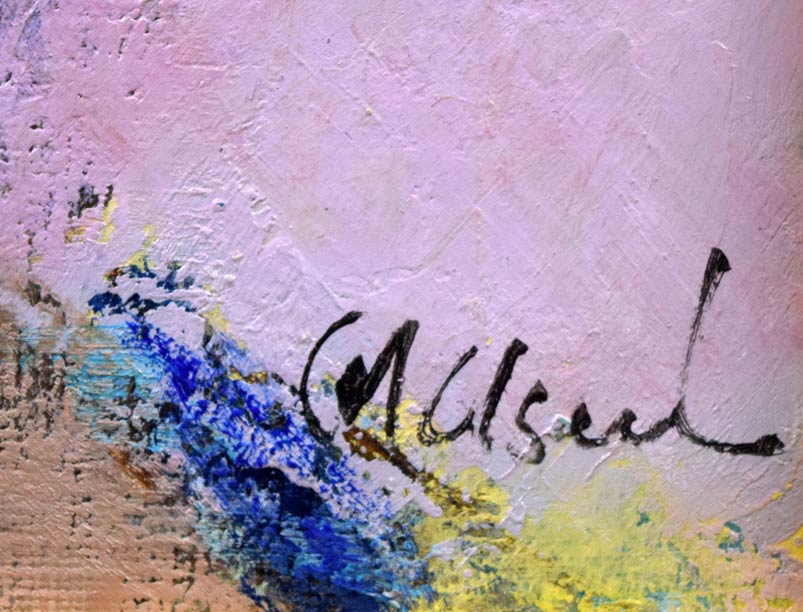 碓井正人「婦人像」油絵・SM サイン部分