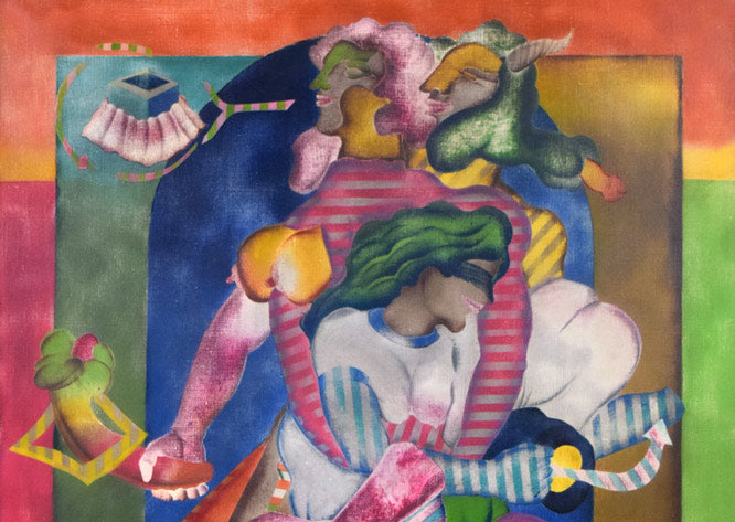 宇都宮功「折り畳まれた人間たちシリーズNo,45」油絵・仏F50号 拡大画像1