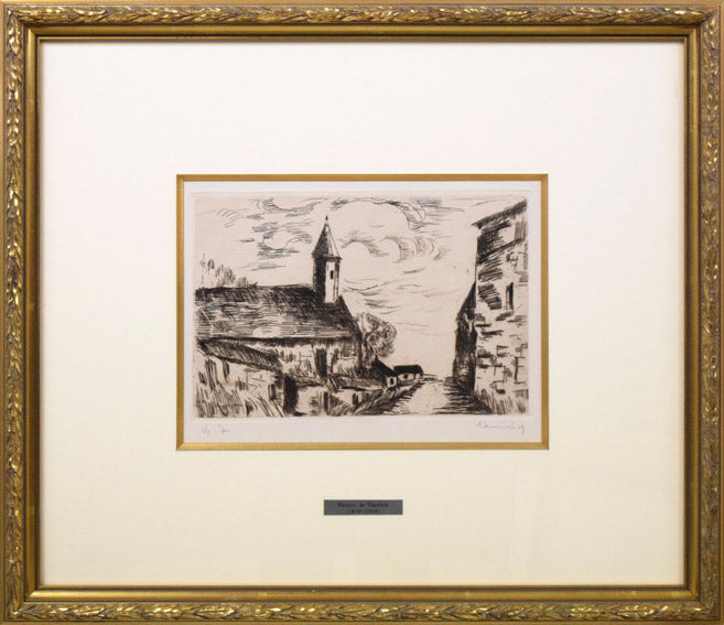 モーリス ド ヴラマンク(Maurice de VLAMINCK)「フェッサンヴィリエ教会」銅版画(エッチング)