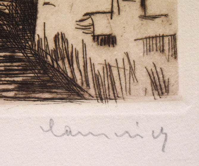 モーリス ド ヴラマンク(Maurice de VLAMINCK)「フェッサンヴィリエ教会」銅版画(エッチング) 本人直筆鉛筆サイン拡大画像