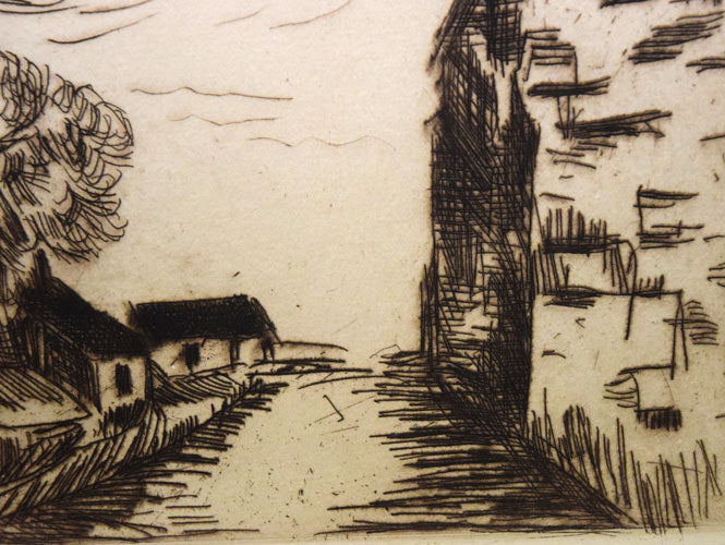 モーリス ド ヴラマンク(Maurice de VLAMINCK)「フェッサンヴィリエ教会」銅版画(エッチング) 拡大画像2