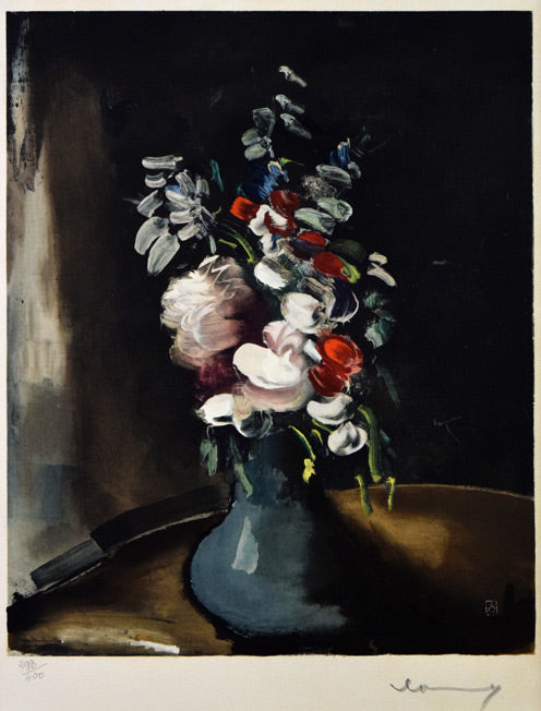 ヴラマンク「花瓶の花」銅版画　作品全体拡大画像