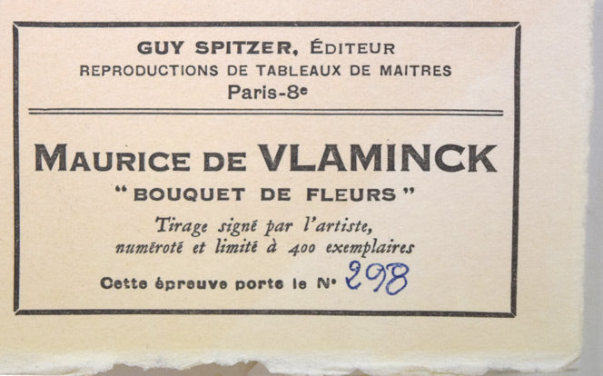 モーリス ド ヴラマンク(Maurice de VLAMINCK)「花瓶の花」銅版画 作品資料