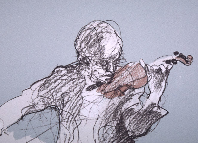 クロード・ワイズバッシュ「バイオリニスト」リトグラフ 拡大画像1