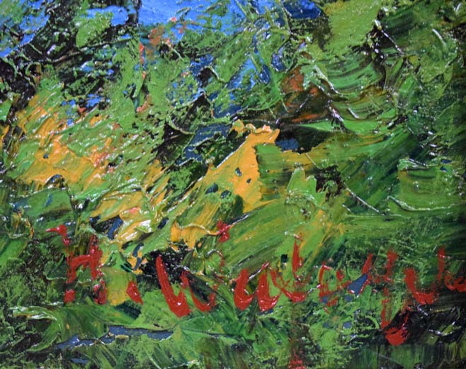 渡部ひでき「摩周湖」油絵・F8号 サイン拡大画像