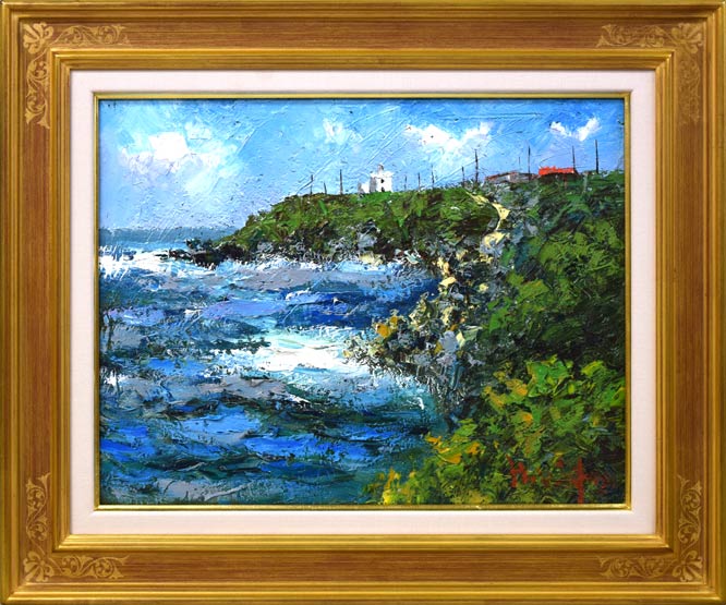 渡部ひでき「ノサップ岬(根室市)」油絵・F6号