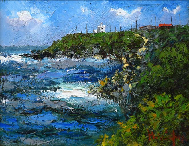 渡部ひでき「ノサップ岬(根室市)」油絵・F6号 作品全体拡大画像