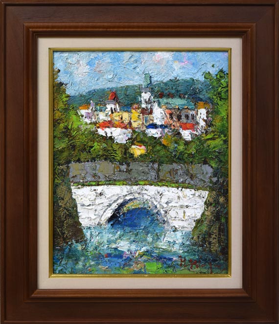 渡部ひでき「パリ郊外」油絵・F6号