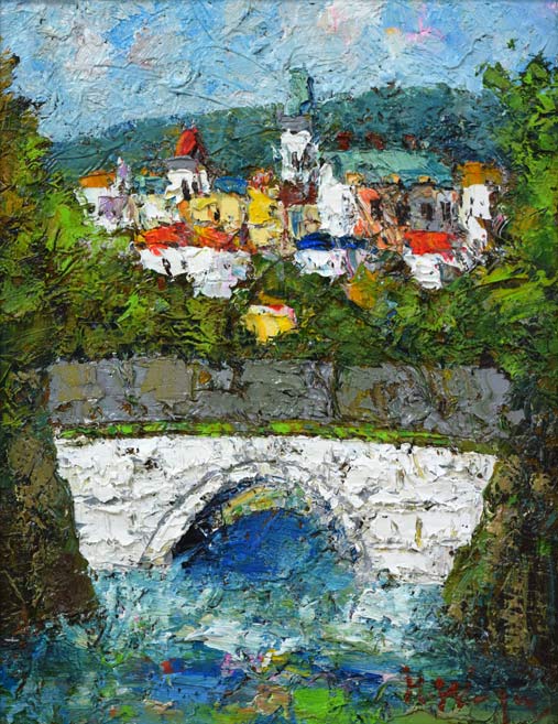 渡部ひでき「パリ郊外」油絵・F6号 作品全体拡大画像