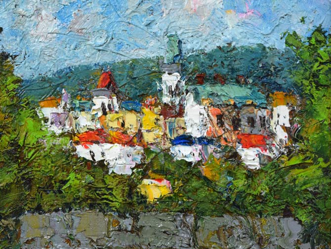 渡部ひでき「パリ郊外」油絵・F6号 拡大画像1