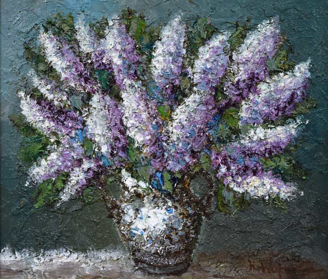 渡部ひでき「ライラック」油絵・F10号 作品全体拡大画像
