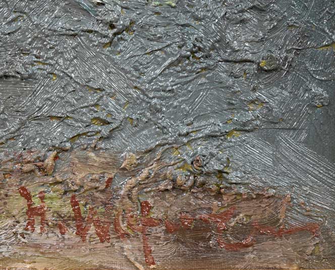 渡部ひでき「ライラック」油絵・F10号 サイン拡大画像