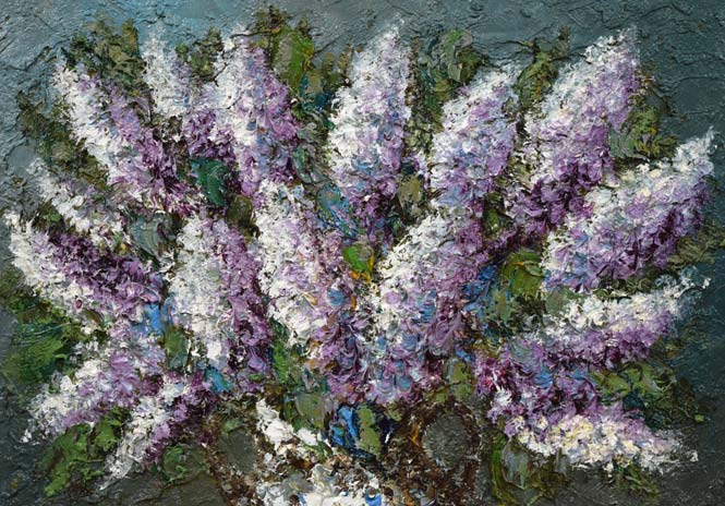 渡部ひでき「ライラック」油絵・F10号 拡大画像1