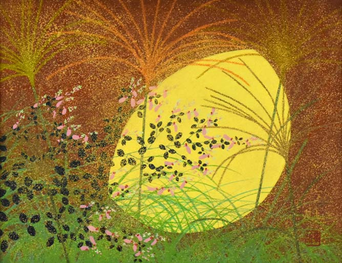 渡辺章雄「秋野」日本画・F6号 作品全体拡大画像