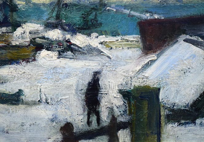 渡辺祐一郎「小樽冬景色」油絵・F4号 拡大画像2