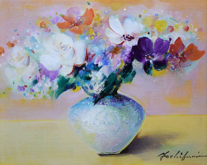 渡辺芳文「花」油絵・F3号 作品全体拡大画像