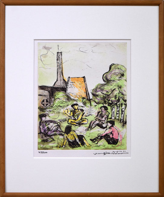 渡会純价「チャペル前(北星学園大学)」銅版画