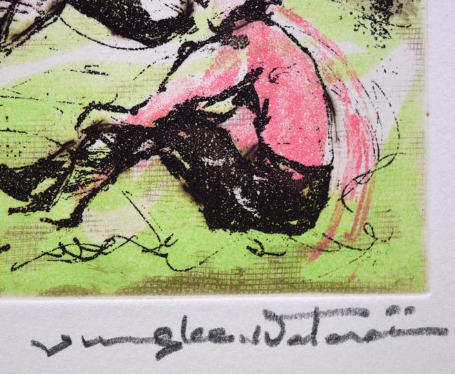 渡会純价「チャペル前(北星学園大学)」銅版画 本人直筆鉛筆サイン画像