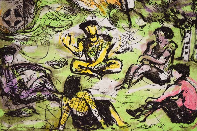 渡会純价「チャペル前(北星学園大学)」銅版画 拡大画像2