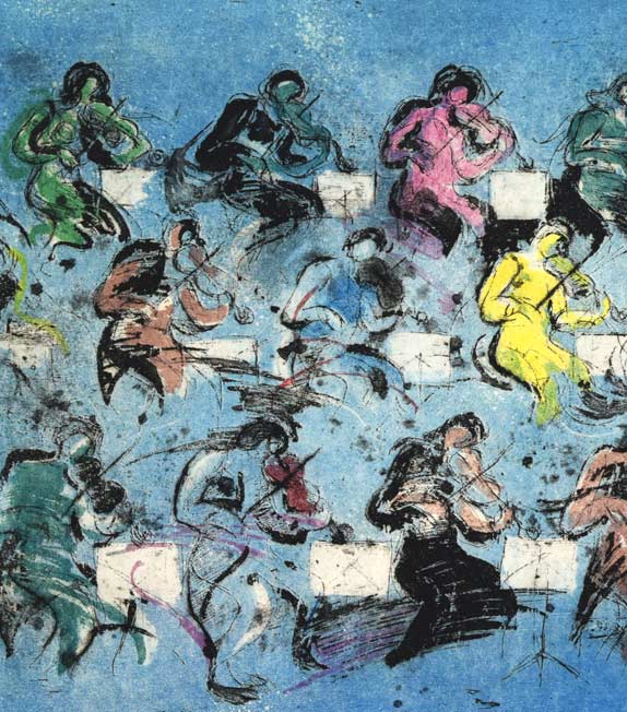 渡会純价「室内楽(Résonner)」銅版画 拡大画像1