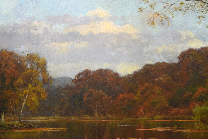 エドワード・ウィルキンス・ウェイト(Edward Wilkins WAITE)「秋の風景」油絵・変形20号 拡大画像1