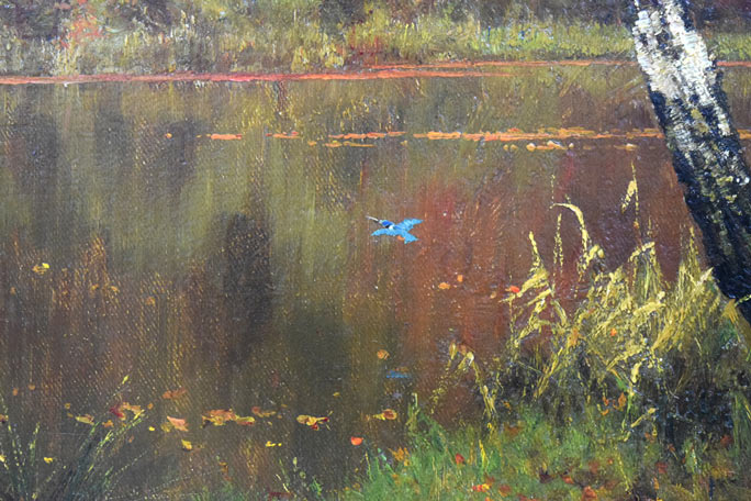 エドワード・ウィルキンス・ウェイト(Edward Wilkins WAITE)「秋の風景」油絵・変形20号 拡大画像2