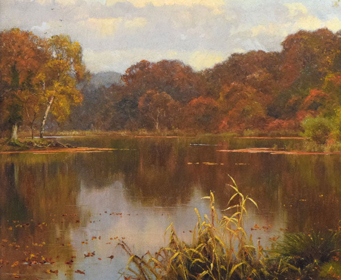 エドワード・ウィルキンス・ウェイト(Edward Wilkins WAITE)「秋の風景」油絵・変形20号 拡大画像3