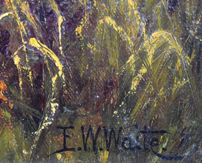 エドワード・ウィルキンス・ウェイト(Edward Wilkins WAITE)「秋の風景」油絵・変形20号 サイン拡大画像