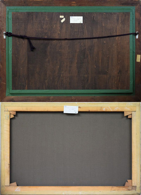 エドワード・ウィルキンス・ウェイト(Edward Wilkins WAITE)「秋の風景」油絵・変形20号 作品裏側画像