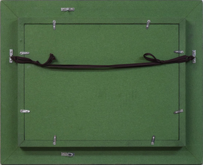 八鍬四郎「桔梗図」油絵・F4号 額縁裏側画像