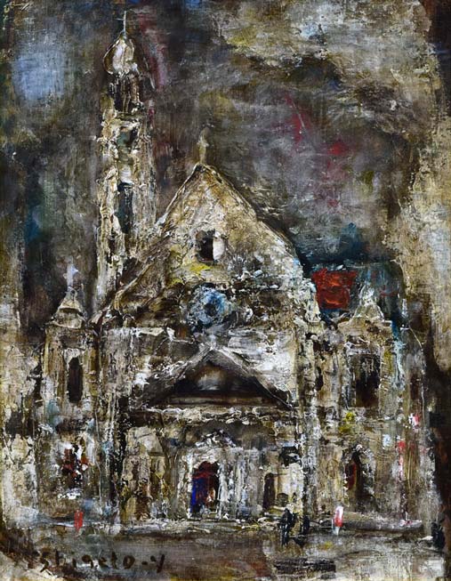 山田茂人「聖堂」油絵・F6号 作品全体拡大画像